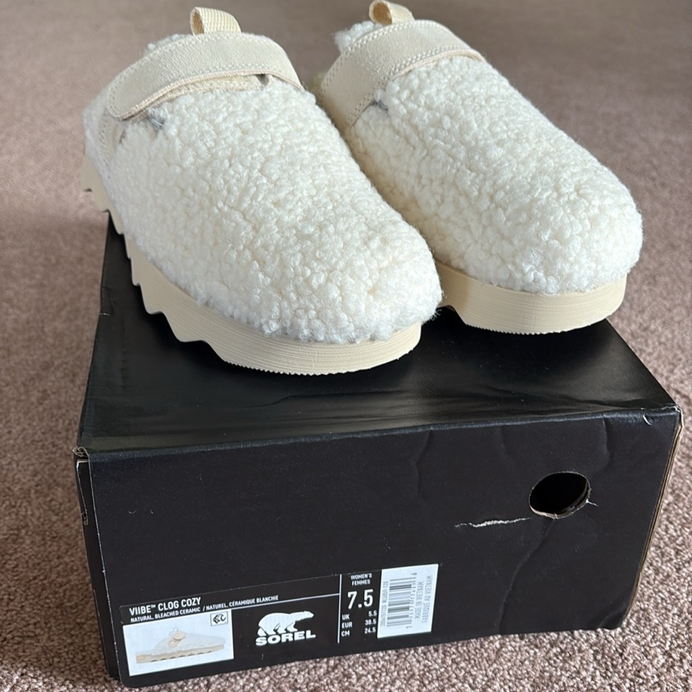 Sorel Viibe Cozy Clog faux shearling size 7.5 new - Picture 2 of 5
